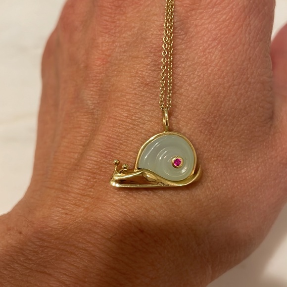 Brent neale small snail Peruvian opal/pink sapphire - Picture 3 of 6